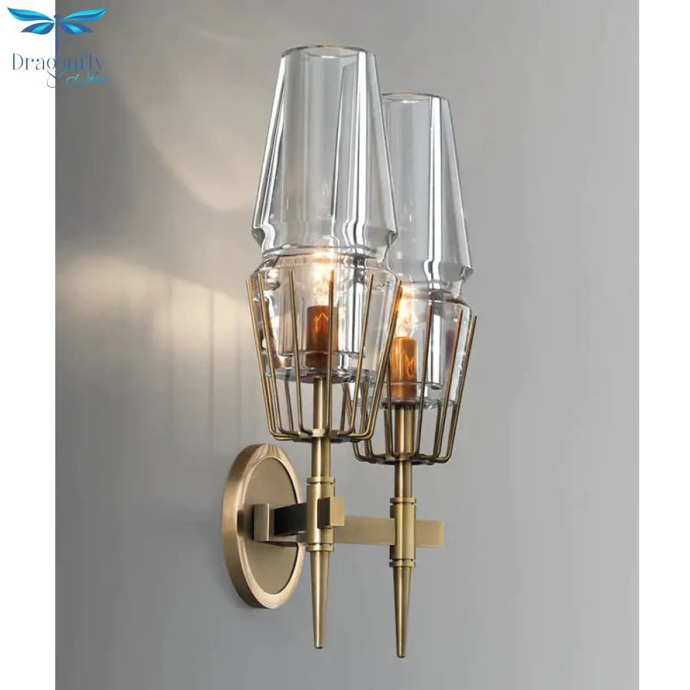 Modern Crystal Wall Lights Personality Villa Hotel Copper Lamps