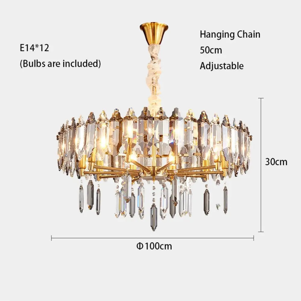 Modern Dimmable Led Chandeliers - Black Gray Crystal Lustres For Bedroom Decor & Ceiling Home