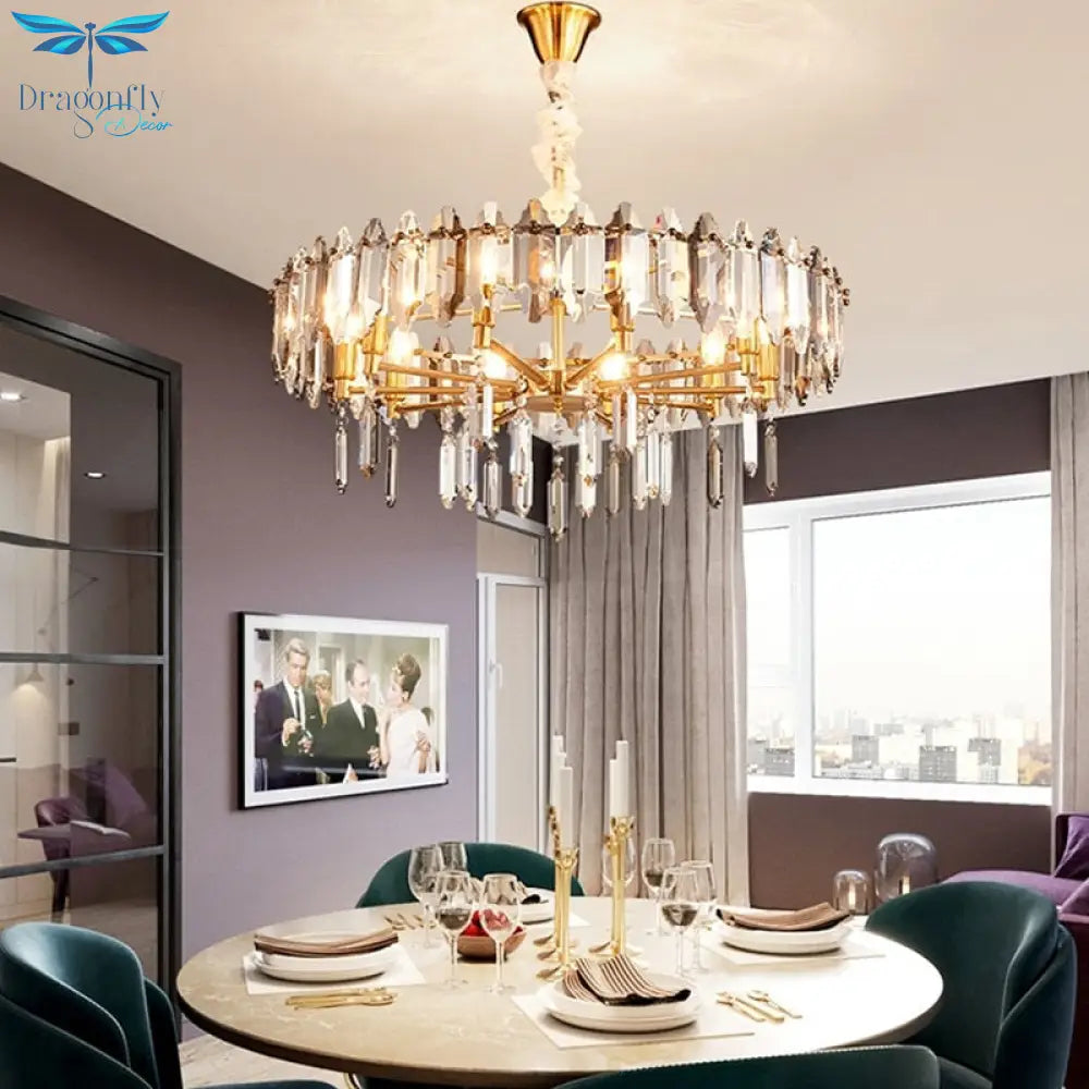 Modern Dimmable Led Chandeliers - Black Gray Crystal Lustres For Bedroom Decor & Ceiling Home
