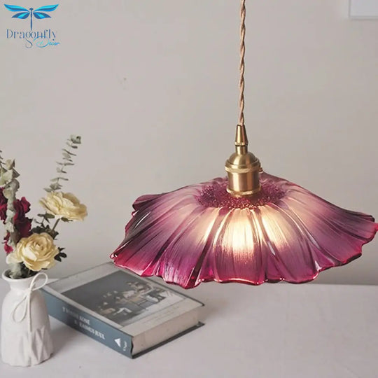 Modern Floral Design Glass Pendant Light For Living Room Bedroom Bedside Fixture Lighting