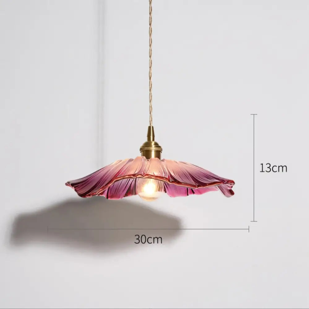 Modern Floral Design Glass Pendant Light For Living Room Bedroom Bedside Fixture Purple Glass