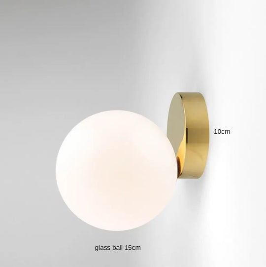 Modern Glass Ball Wall Light In Gold Black B / Without Bulb Lamp