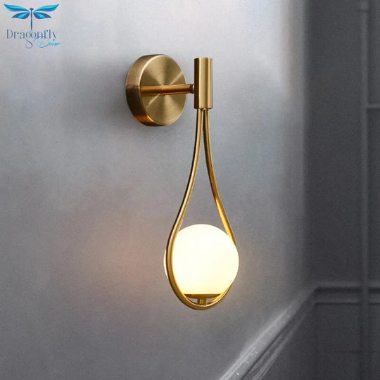 Modern Glass Ball Wall Light In Gold Black Lamp