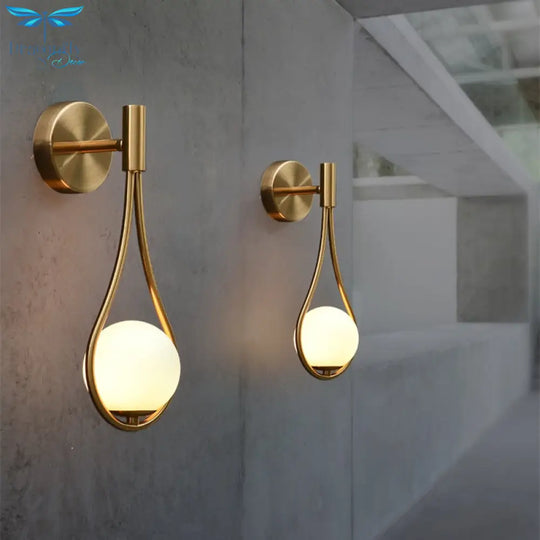 Modern Glass Ball Wall Light In Gold Black Lamp