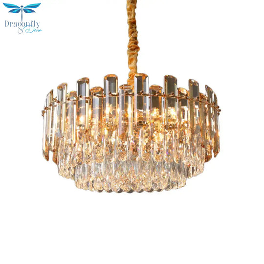 Modern Gold Finish Cut Crystal Chandeliers For Living Room