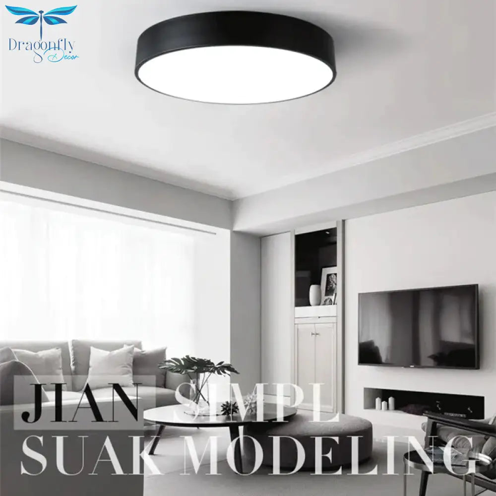 Modern Iron Round Black White Led Ceiling Lights For Living Room Bedroom Indoor Lamps