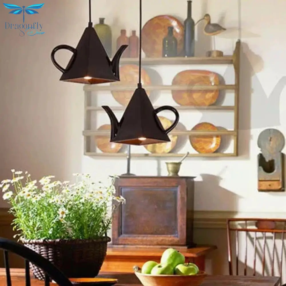 Modern Kitchen Lamp Resin Teapot Tea Cup Pendant Light Hanglamp Hanging Fixture For Dining Room