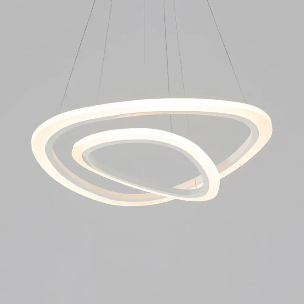Modern Led Acrylic Triangle Ceiling Pendant Light Fixture - 1/2/3-Heads In Warm/White 2 / White