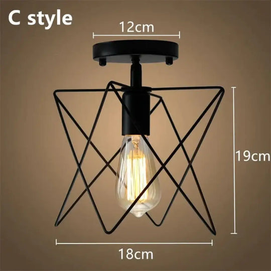 Modern Led Ceiling Lights Adjustable Angle Iron Cage Loft Bulb Lamps E27 Industrial Indoor Lighting