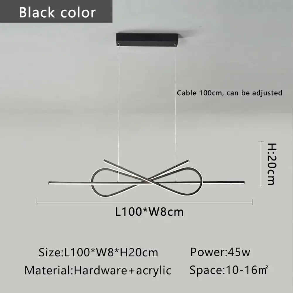 Modern Led Chandelier For Dining Room Shop Bar Kitchen Black/White Finish Black L1000Mm / Dimmable