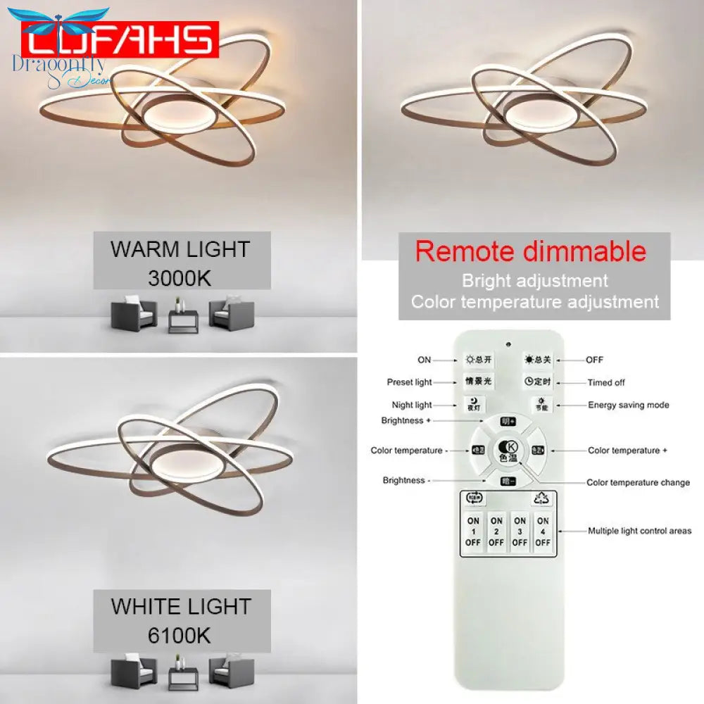 Modern Led Chandelier For Living Room Bedroom Aluminum Creative Design Remote Control Home Lighting