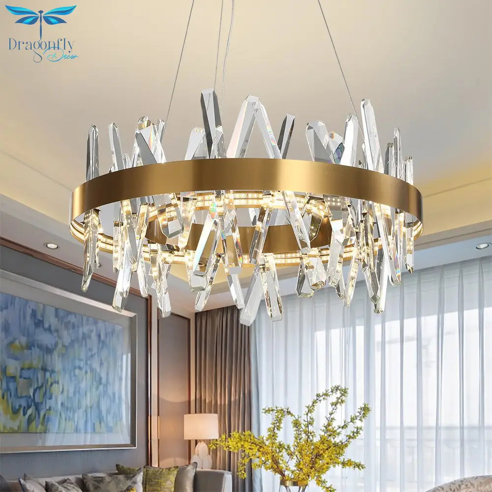 Modern Led Chandelier For Living Room Dining Home Decor Bedroom Round Indoor Lighting Stepless
