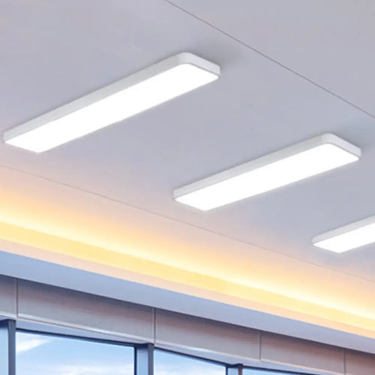 Modern Led Flush Mount Lighting Fixture In Acrylic With Rectangular Shape For Gymnasium White /