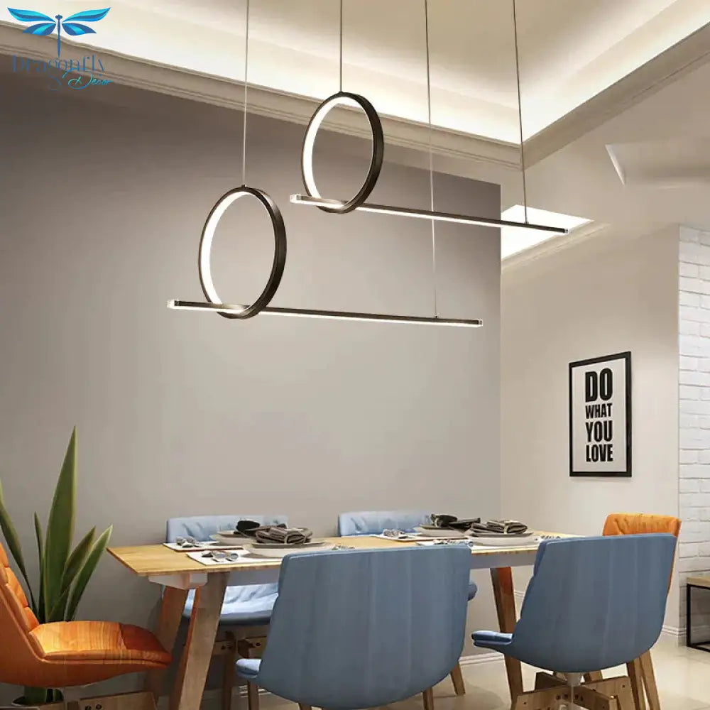 Modern Led Pendant Lights For Dining Room Kitchen Dimmable With Remote Black Aluminum Body Ceiling