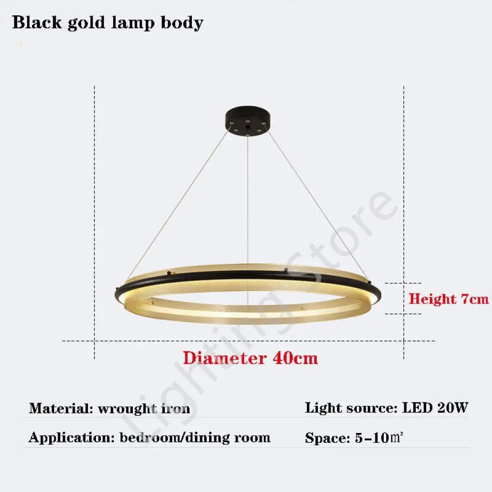 Modern Led Simple Light Luxury Ring Dining Room Chandelier Living Lamp Nordic Art Round Diameter