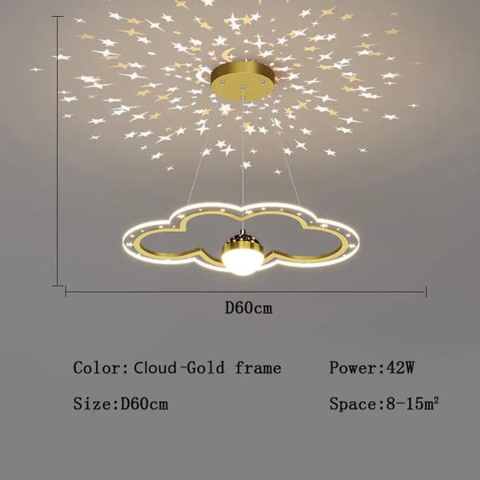 Modern Led Starry Sky Art Deco Chandelier For Bedroom Cloud - Gold - D60Cm / Cool White No Remote