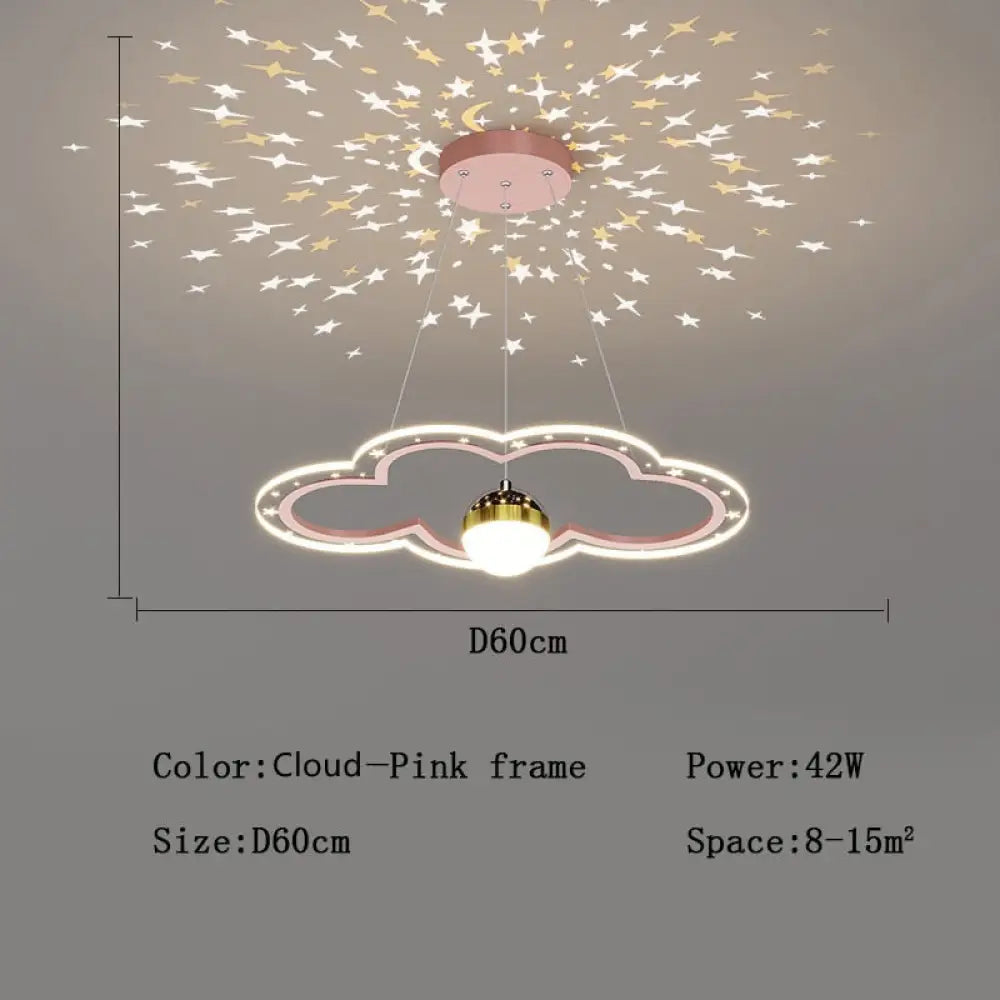 Modern Led Starry Sky Art Deco Chandelier For Bedroom Cloud - Pink - D60Cm / Cool White No Remote