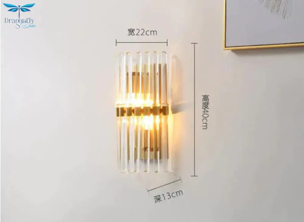 Modern Light Luxury Crystal Led Bedroom Bedside Lamp Copper Wall Lamps
