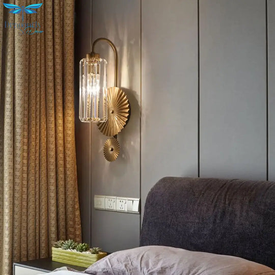 Modern Light Luxury Cylindrical Crystal Wall Lamp Living Room Decoration Tv Lighting Bedroom Study