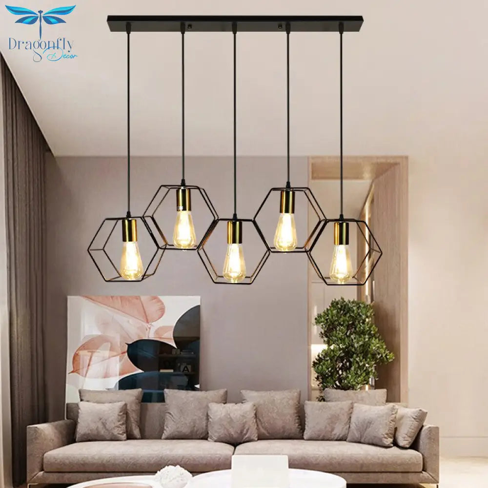 Modern Loft 3/5 Led Hanging Lighting Metal Pendant Lamp Indoor For Living Room Kitchen Light