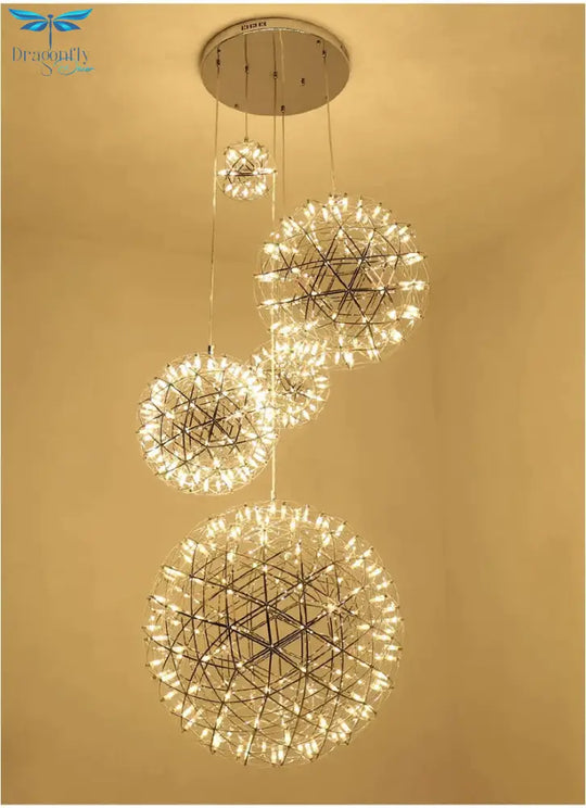 Modern Loft Spark Ball Led Pendant Light Firework Stainless Steel Lamps