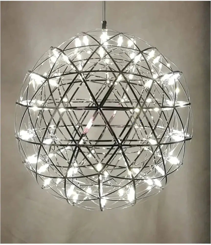 Modern Loft Spark Ball Led Pendant Light Firework Stainless Steel Lamps Dia20Cm 8Inch / Chrome Body