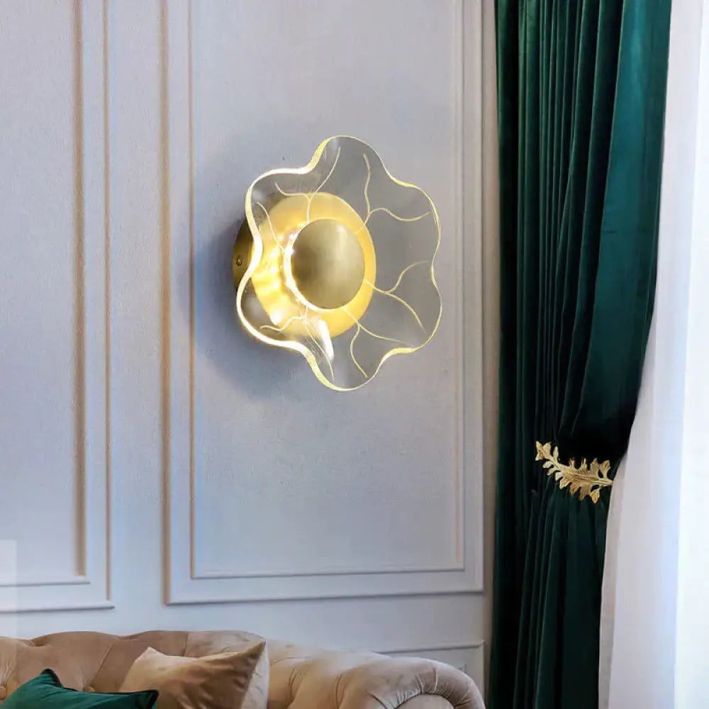 Modern Luxury Bedroom Bedside Lamp Flower Copper Wall Lamps