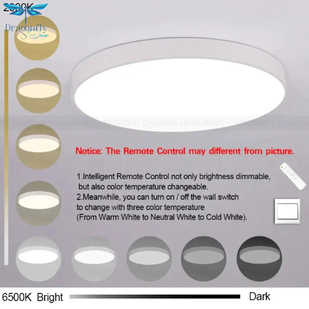 Modern Macaron Panel Lamp Led Ceiling Light Fixture Remote Control Hall Surface Mount Flush Bedroom
