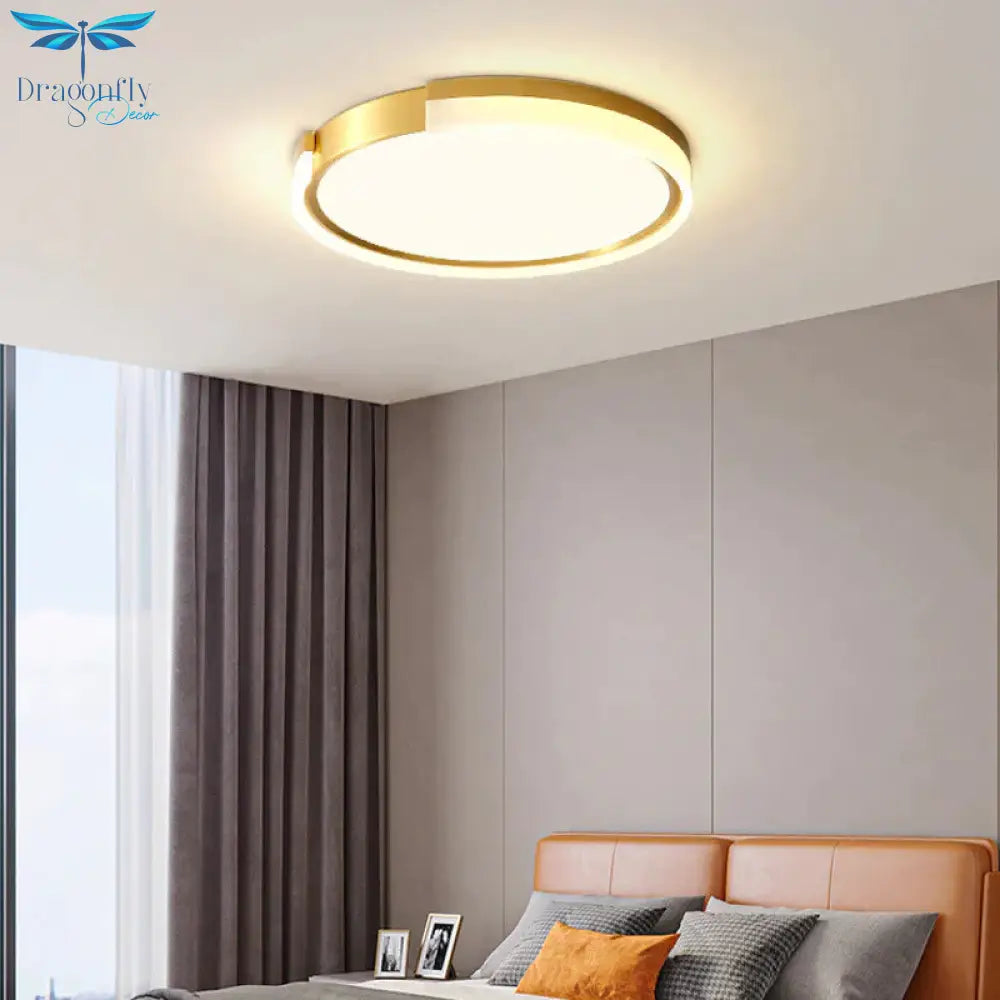 Modern Minimalist All - Copper Led Bedroom Study Ceiling Lamp