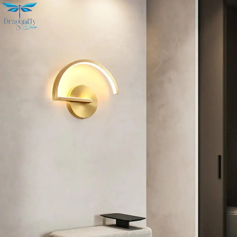 Modern Minimalist Led Bedside Lamp Creative Bedroom Living Room Copper Wall Lamps