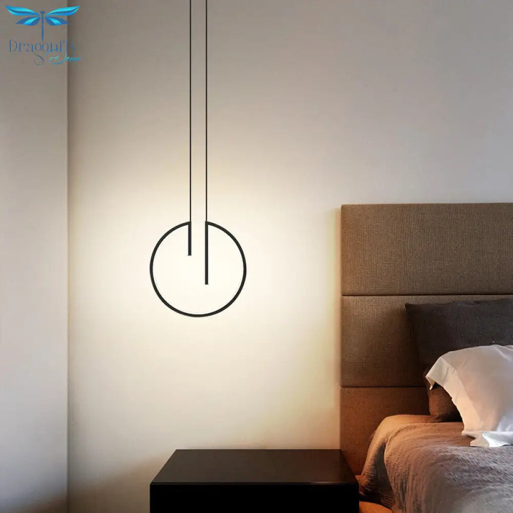Modern Minimalist Led Pendant Lamp Nordic Circular Bedside Hanging Creative Simple Design Home