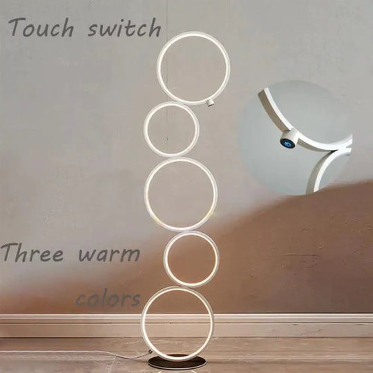 Modern Minimalist Led Ring Floor Lights Lighting Art Deco Home Touch Switch Standing Lamp For