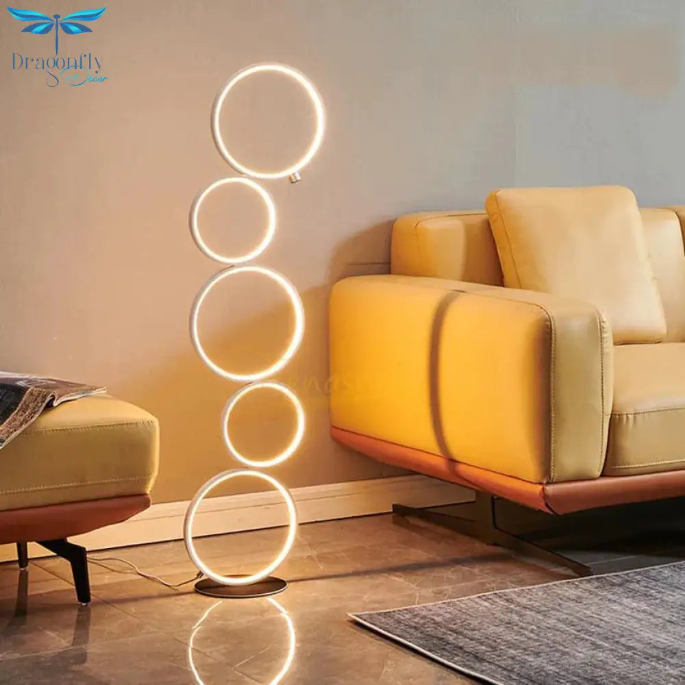 Modern Minimalist Led Ring Floor Lights Lighting Art Deco Home Touch Switch Standing Lamp For