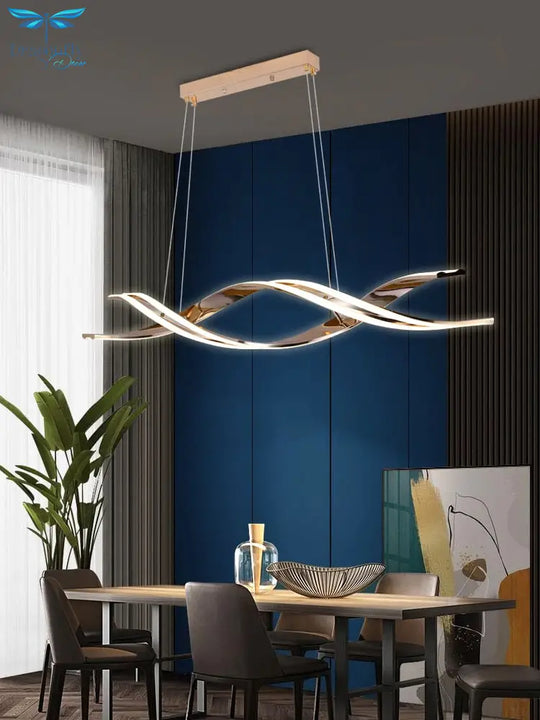 Modern Minimalist Luxury Led Helix Design Pendant Light Gold Black Lighting