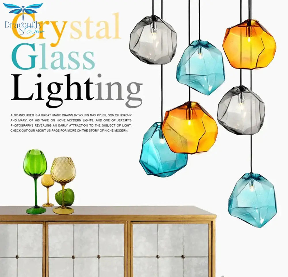 Modern Minimalist Pendant Lights Creative Colorful Glass Lamps Restaurant Led Indoor Home Lighting