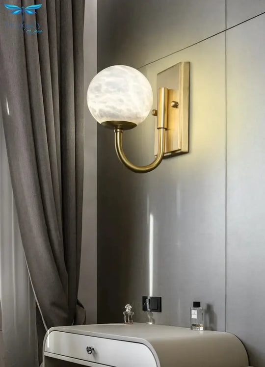 Modern Natural Marble Living Room Copper Wall Lamp Lamps