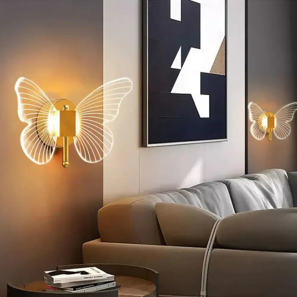 Modern Nordic All Copper Led Butterfly Wall Lamp 3 Color Dimming Wall