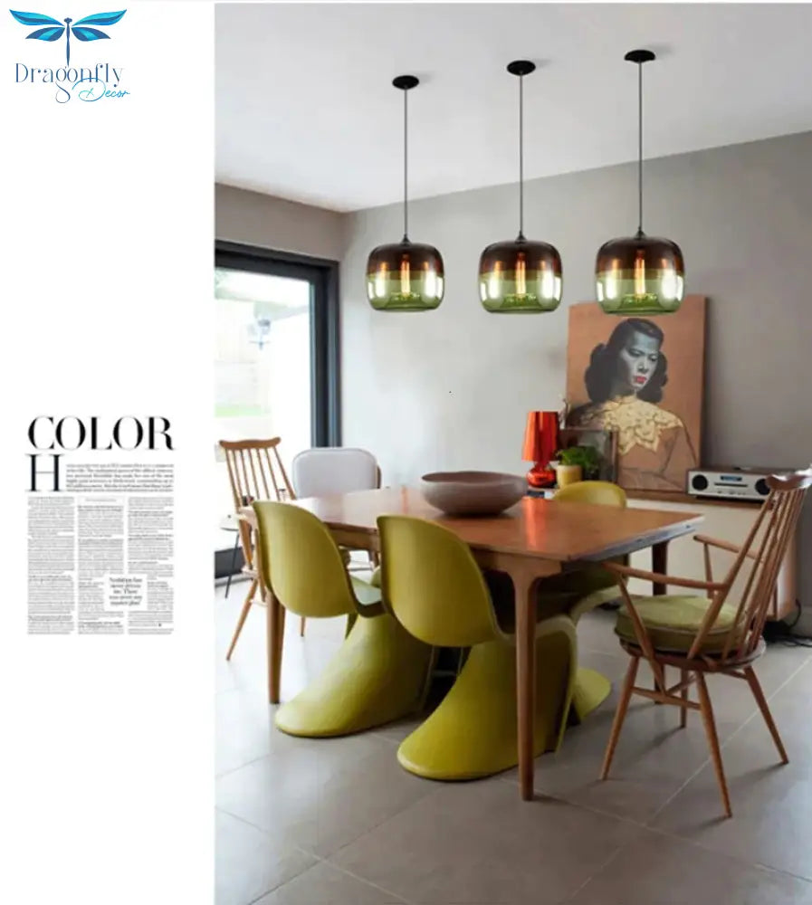Modern Nordic Art Deco Colorful Hanging Glass Pendant Lamp Lights Fixtures E27 Led For Kitchen