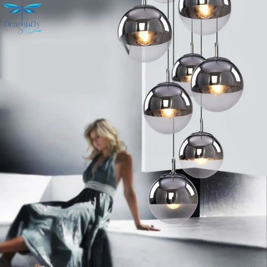 Modern Nordic Mirror Plating Ball Chandelier: Stylish Pendant Lights For Living Room Bedroom And