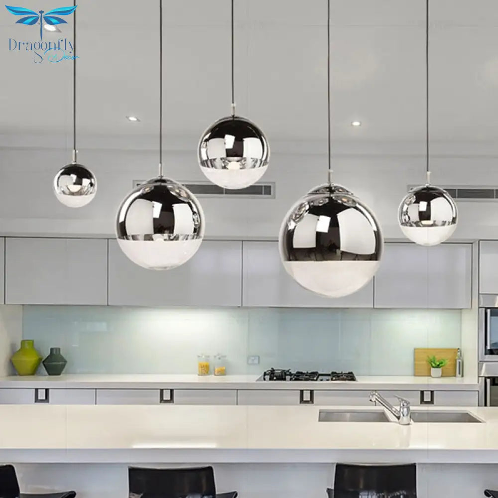 Modern Nordic Mirror Plating Ball Chandelier: Stylish Pendant Lights For Living Room Bedroom And