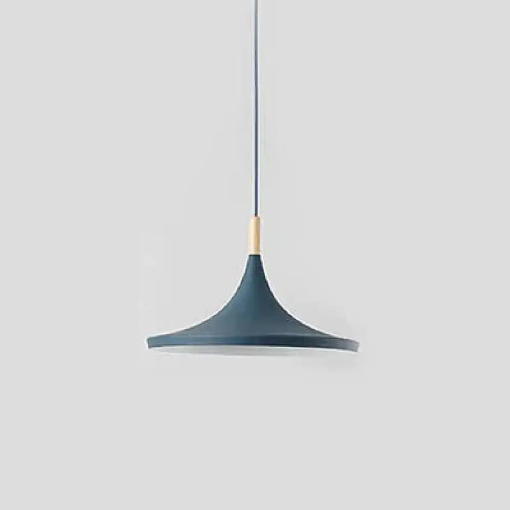 Modern Nordic Pendant Lights Iron Lampshade Wood Led Hanging Lamp B Type Blue