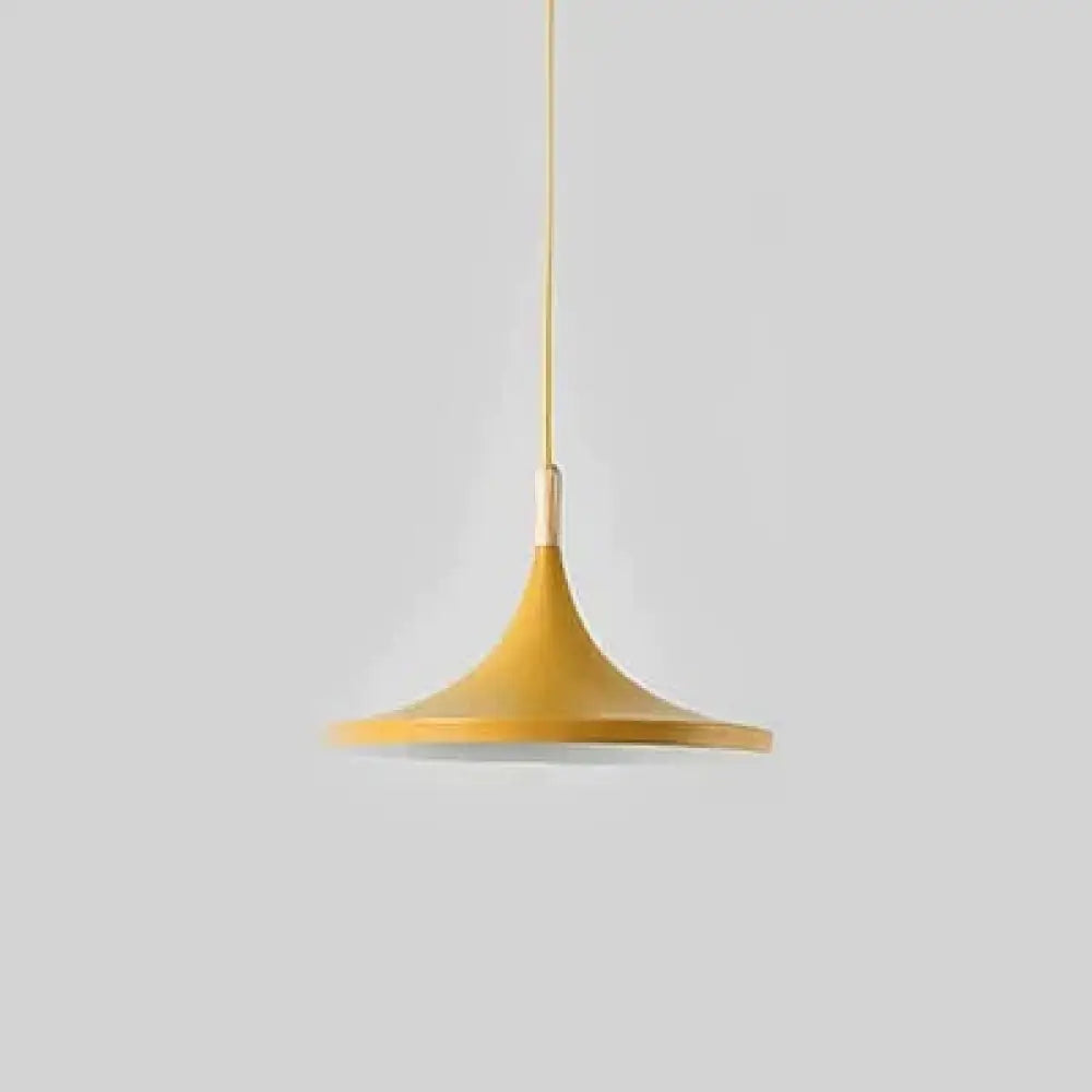 Modern Nordic Pendant Lights Iron Lampshade Wood Led Hanging Lamp B Type Yellow