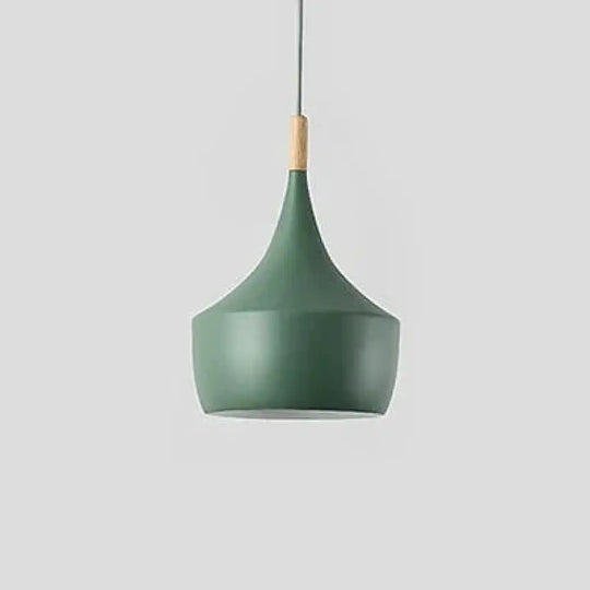 Modern Nordic Pendant Lights Iron Lampshade Wood Led Hanging Lamp C Type Green