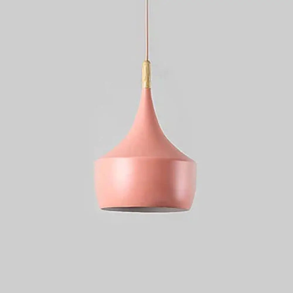 Modern Nordic Pendant Lights Iron Lampshade Wood Led Hanging Lamp C Type Pink