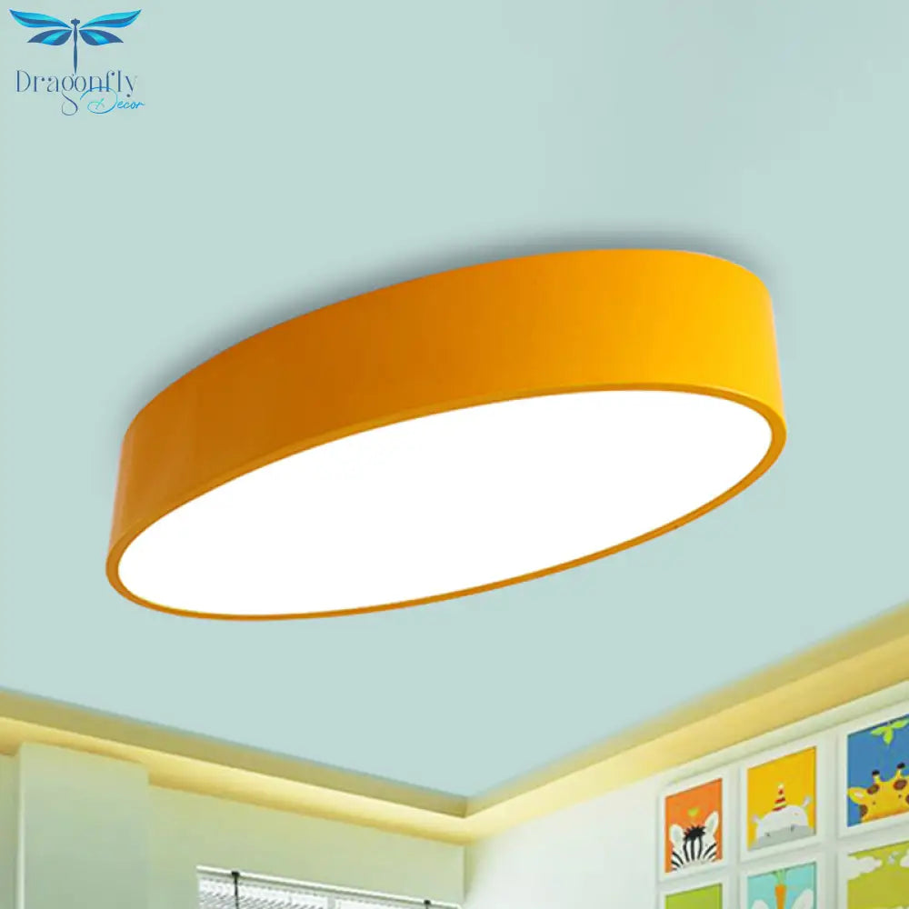 Modern Oval Acrylic Led Flush Mount Ceiling Light - Simple Style Lamp For Kids’ Bedrooms Multiple