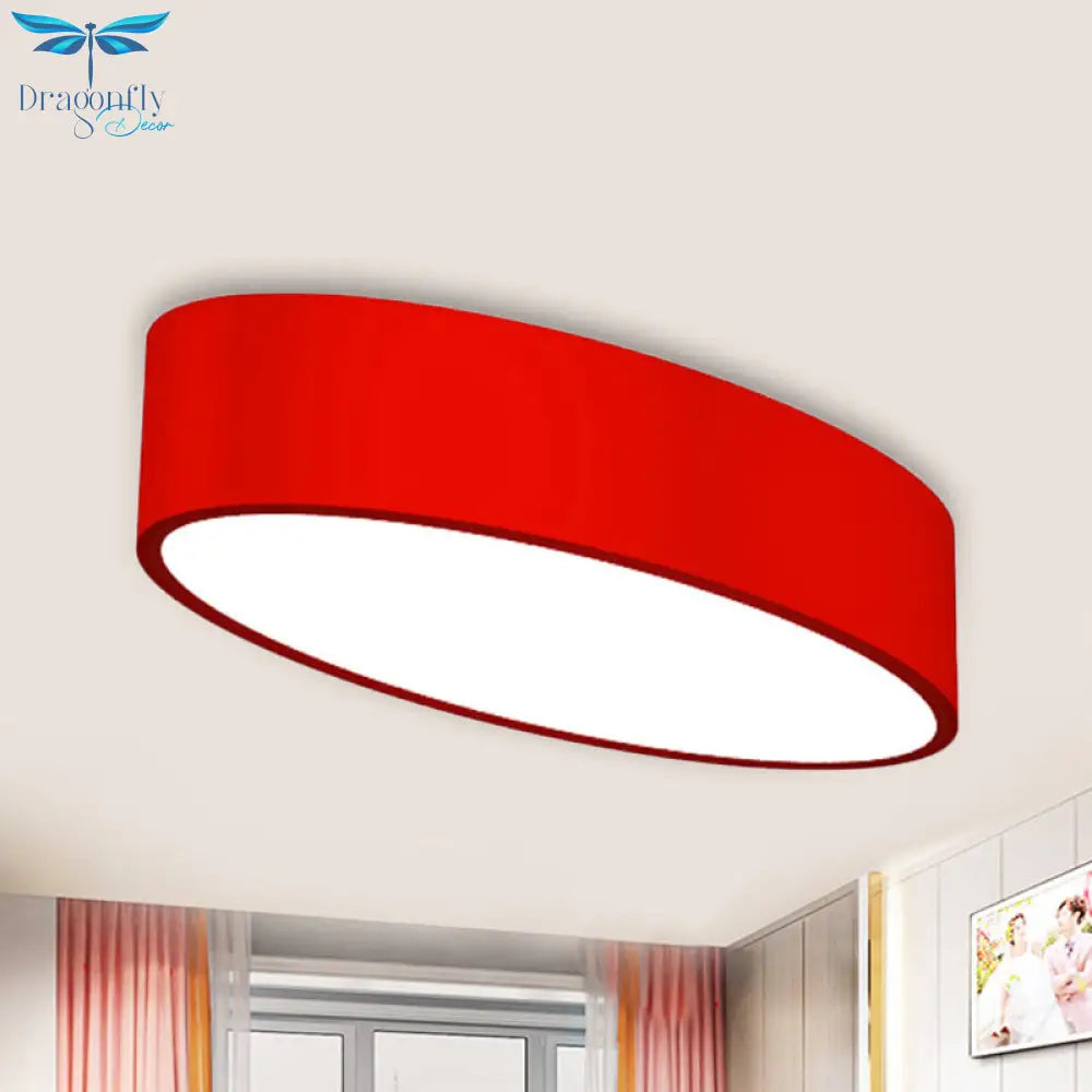 Modern Oval Acrylic Led Flush Mount Ceiling Light - Simple Style Lamp For Kids’ Bedrooms Multiple