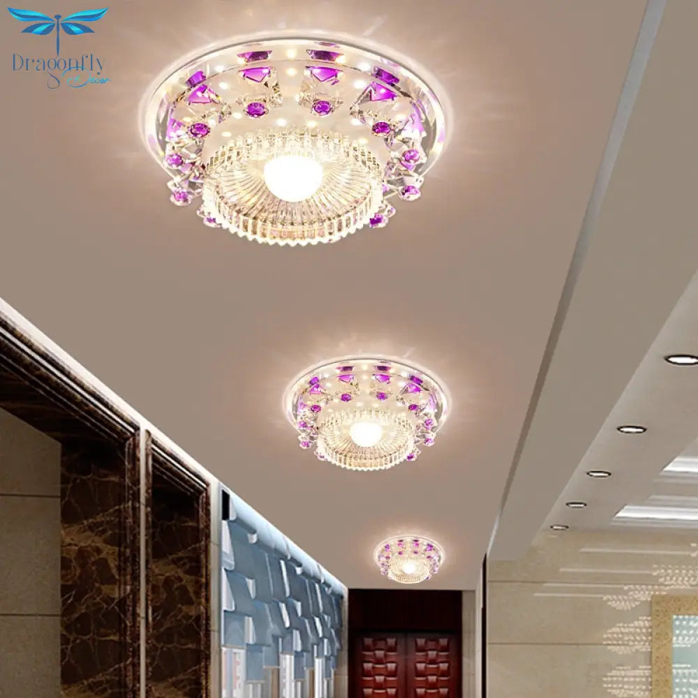 Modern Palette Circle Led Crystal Ceiling Lamp Home Deco Aisle Corridor Entrance Hallway Glas
