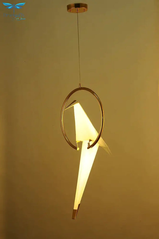 Modern Paper Crane Metal Vintage Chandelier Hanging Light Restaurant Living Dining Children’s