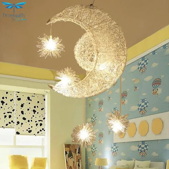 Modern Pendant Lighting Moon Star Hanging Lights Children Bedroom Fixture