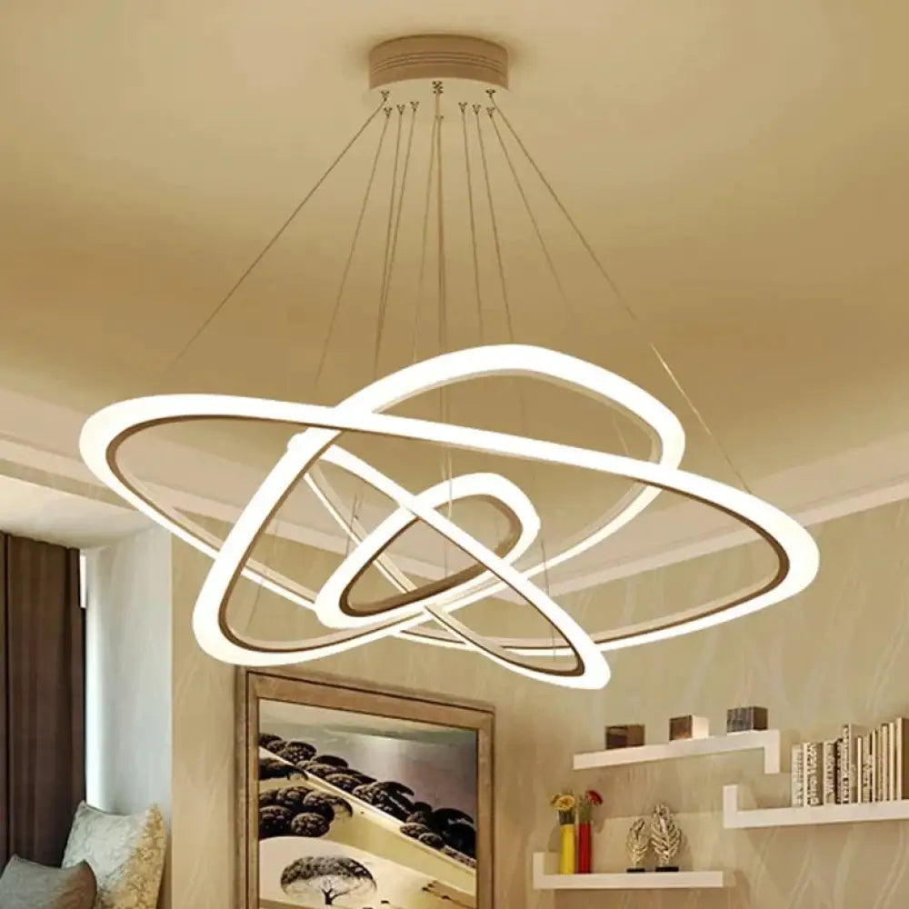 Modern Pendant Lights For Living Dining Room 4/3/2/1 Circle Rings Acrylic Led Lighting 1Ring 64Cm /
